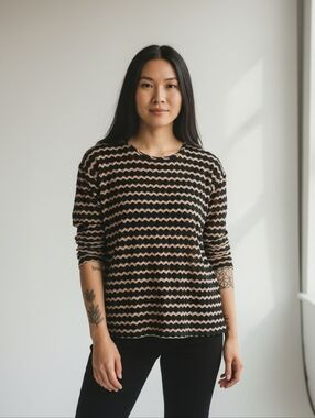 Rainbow Wave-Stripe Knit Top